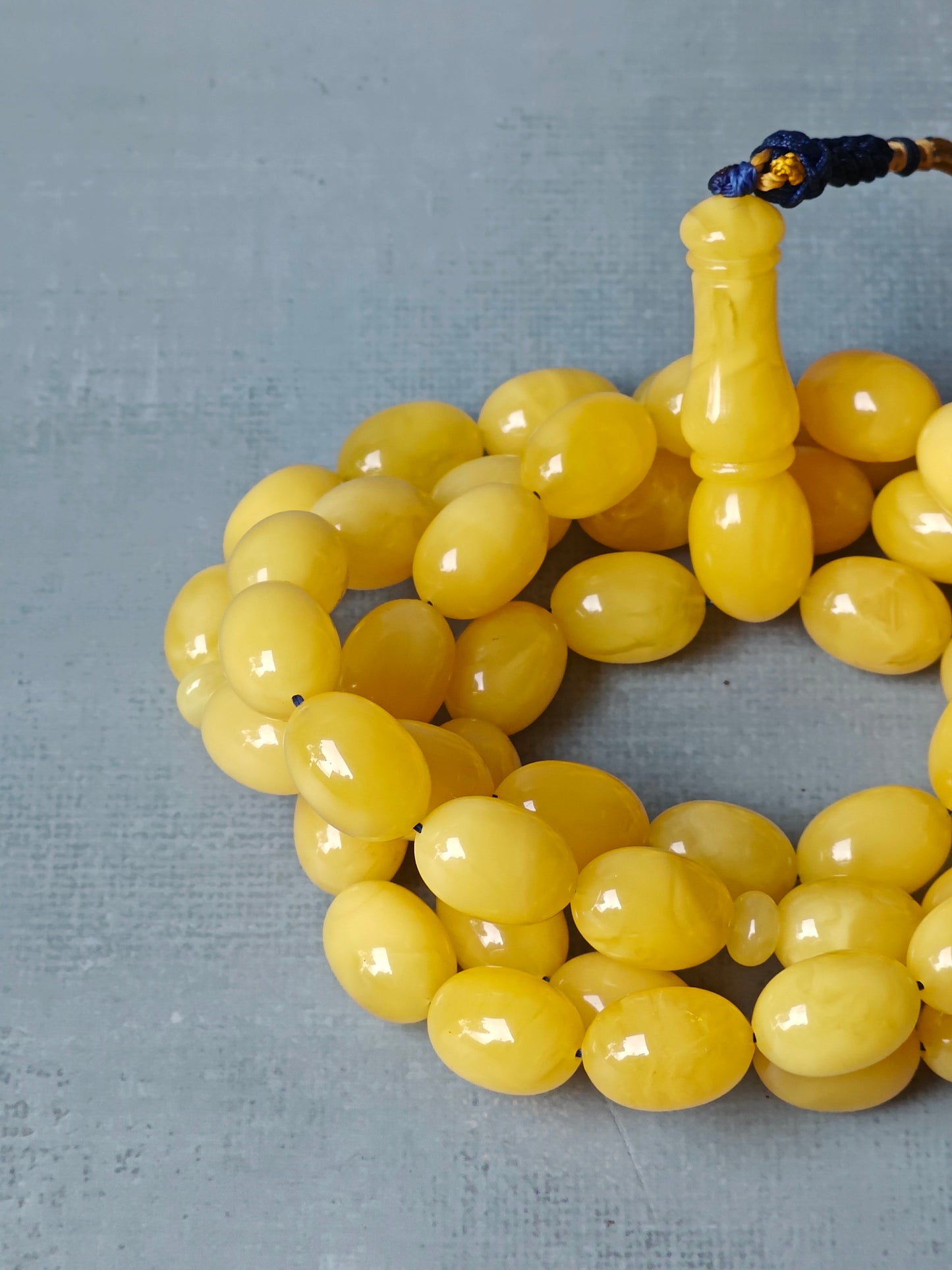 Natural Olive Shaped Butterscotch Amber Rosary 55 Beads