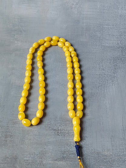 Natural Olive Shaped Butterscotch Amber Rosary 55 Beads