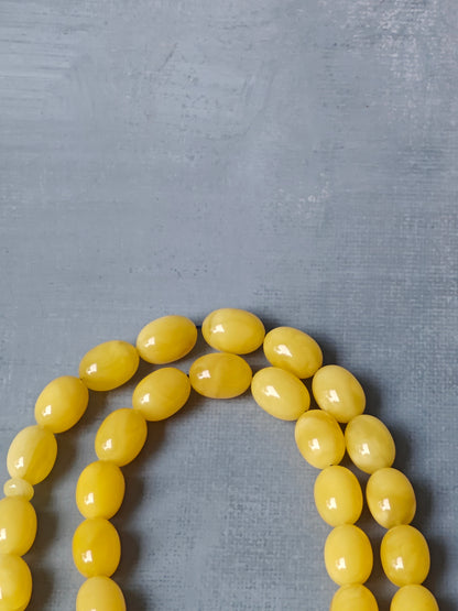 Natural Olive Shaped Butterscotch Amber Rosary 55 Beads