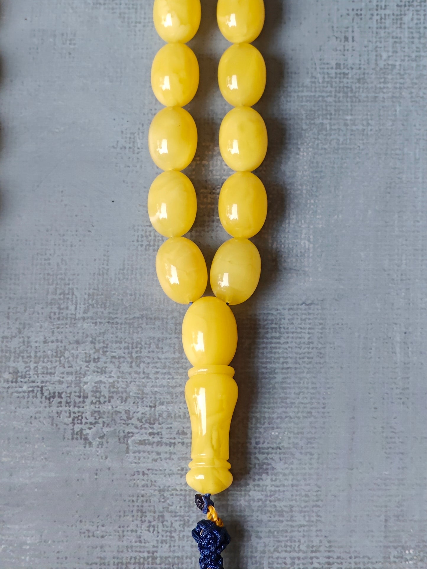 Natural Olive Shaped Butterscotch Amber Rosary 55 Beads