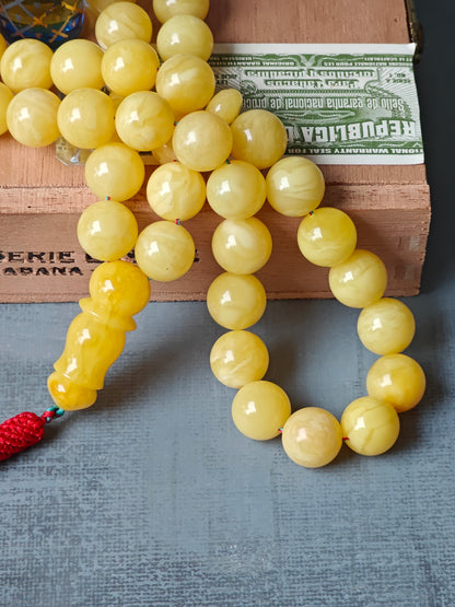 Unique Natural Milk/Butterscotch Amber Misbaha With Certificate 55 Beads