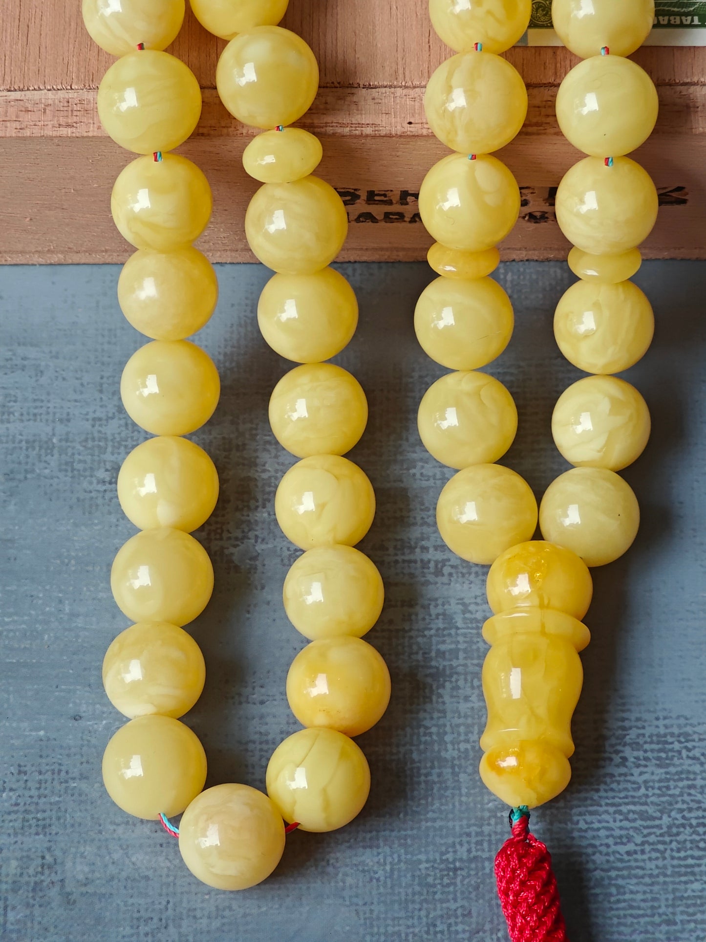 Unique Natural Milk/Butterscotch Amber Misbaha With Certificate 55 Beads