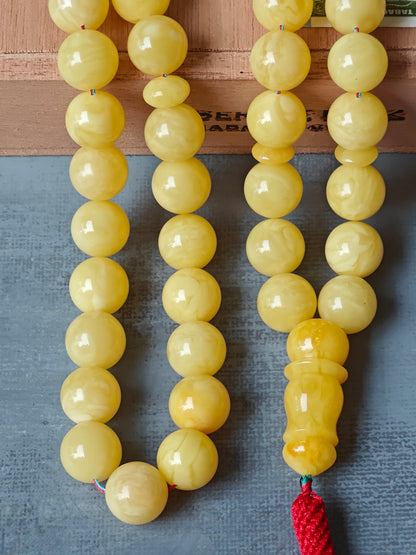 Unique Natural Milk/Butterscotch Amber Misbaha With Certificate 55 Beads