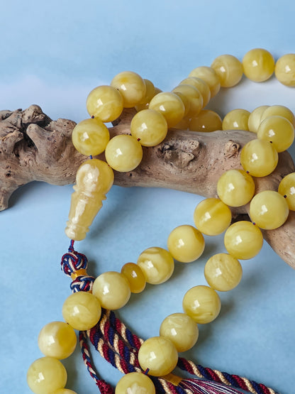 Natural Butterscotch Amber Rosary with Certificate 45 Beads 13.7 mm