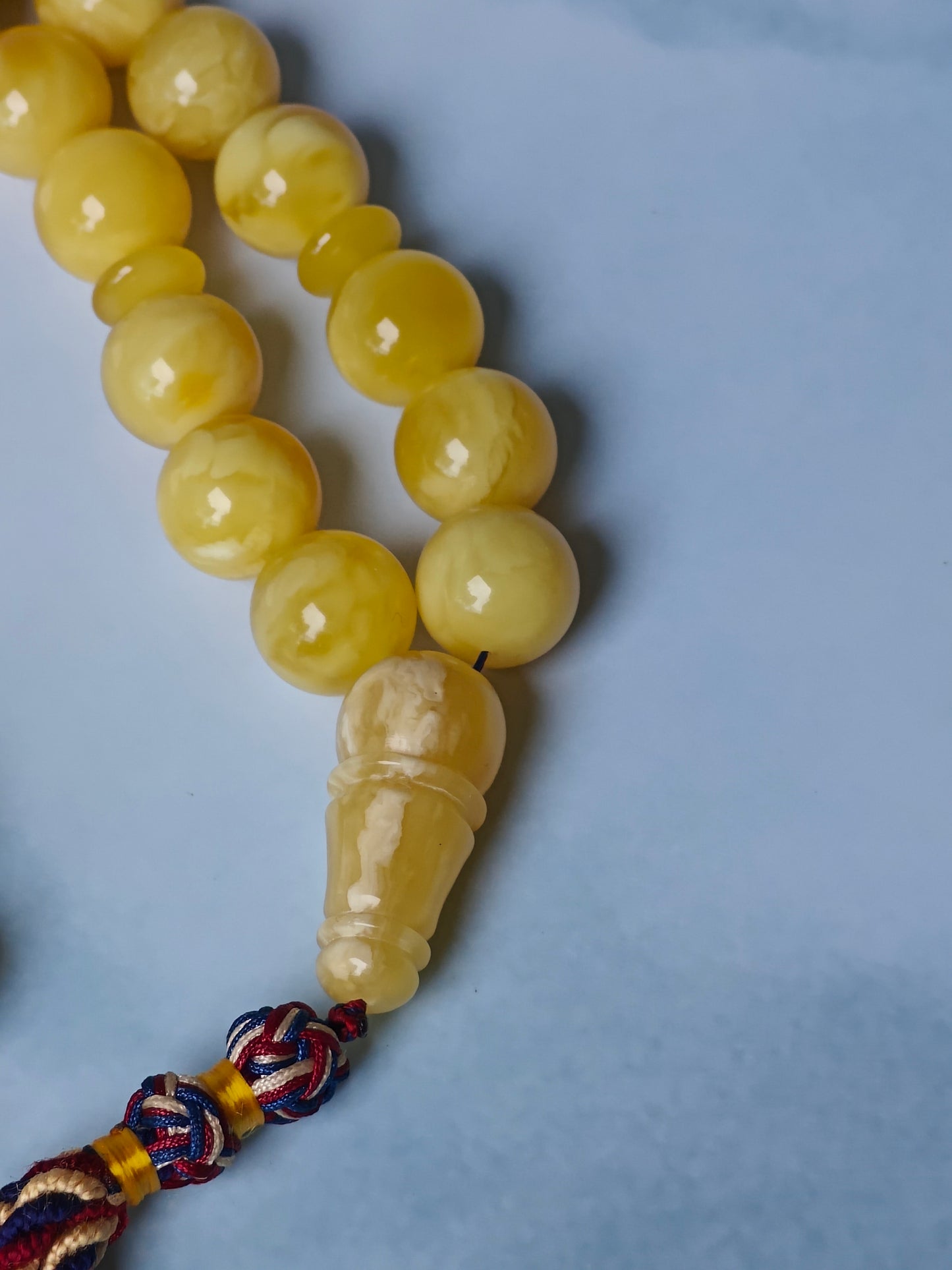 Natural Butterscotch Amber Rosary with Certificate 45 Beads 13.7 mm