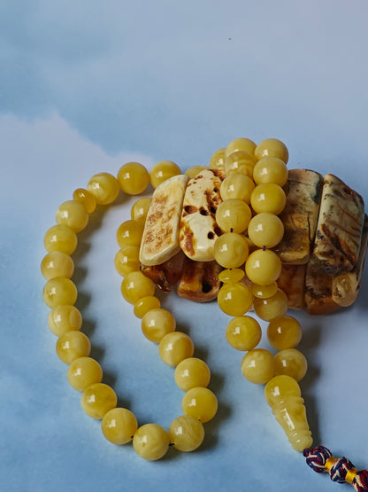 Natural Butterscotch Amber Rosary with Certificate 45 Beads 13.7 mm