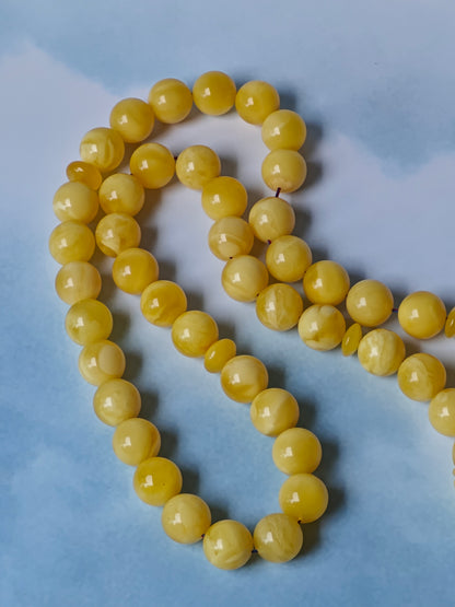 Natural Butterscotch Amber Rosary with Certificate 45 Beads 13.7 mm