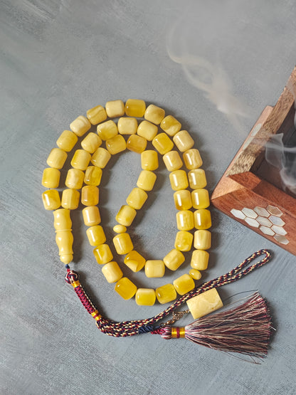 Unique Huge Barrel Shaped Butterscotch Amber Rosary 51 Beads