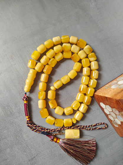 Unique Huge Barrel Shaped Butterscotch Amber Rosary 51 Beads