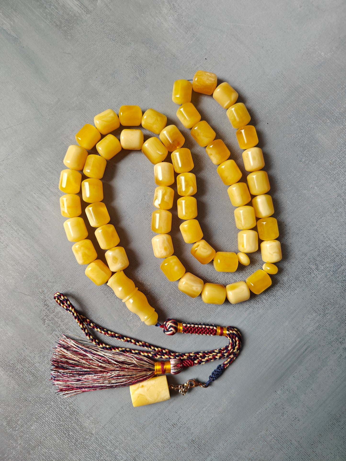 Unique Huge Barrel Shaped Butterscotch Amber Rosary 51 Beads