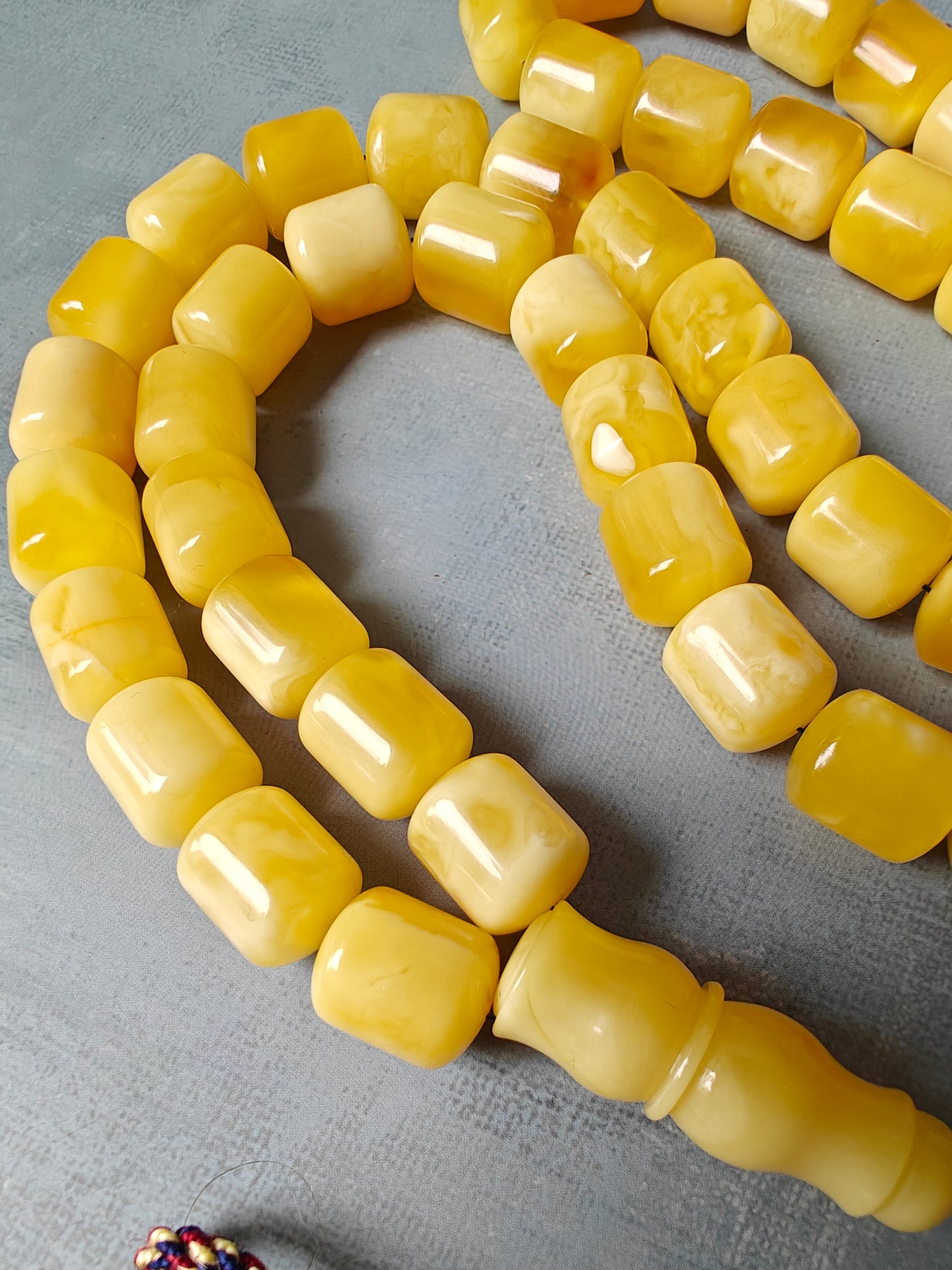 Unique Huge Barrel Shaped Butterscotch Amber Rosary 51 Beads