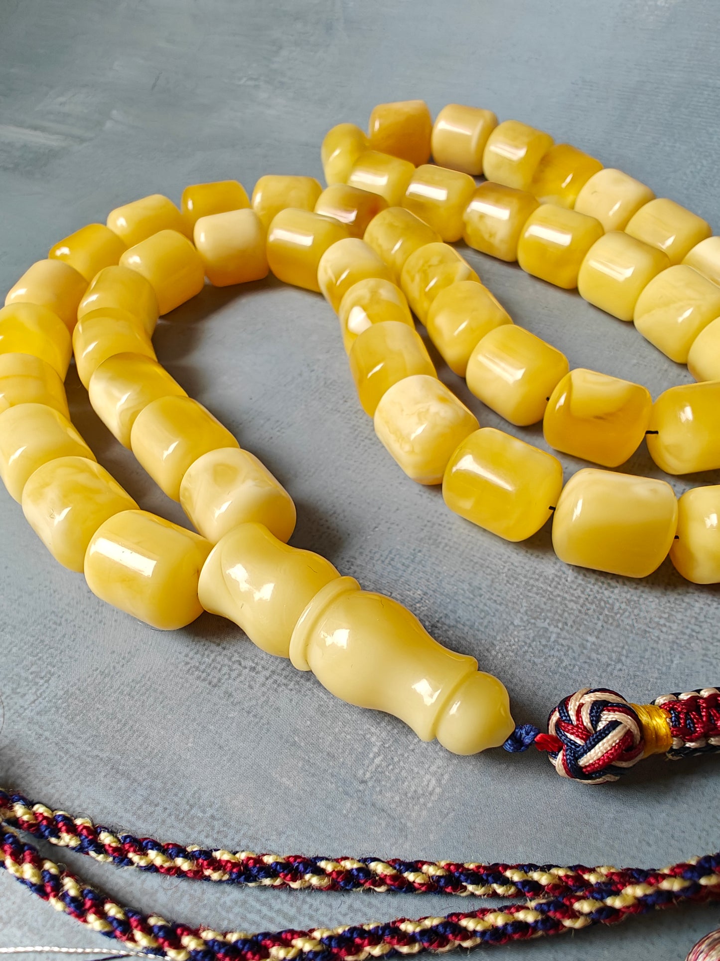 Unique Huge Barrel Shaped Butterscotch Amber Rosary 51 Beads