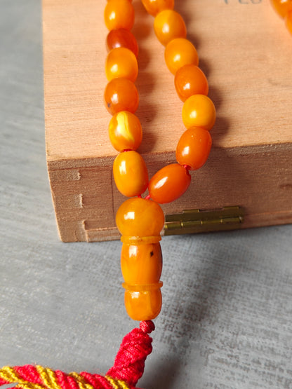 Natural Old German Olive / Barrel Shaped Amber Rosary 75 Beads 31g