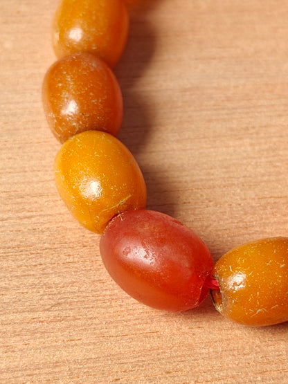 Natural Old German Olive / Barrel Shaped Amber Rosary 75 Beads 31g