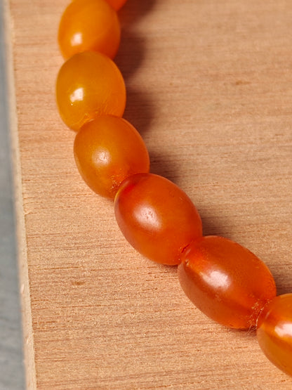 Natural Old German Olive / Barrel Shaped Amber Rosary 75 Beads 31g