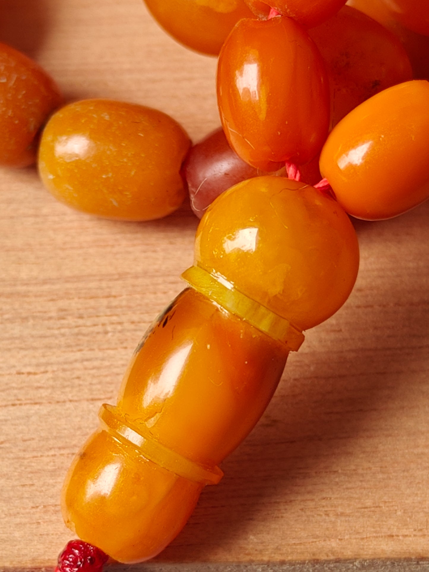 Natural Old German Olive / Barrel Shaped Amber Rosary 75 Beads 31g