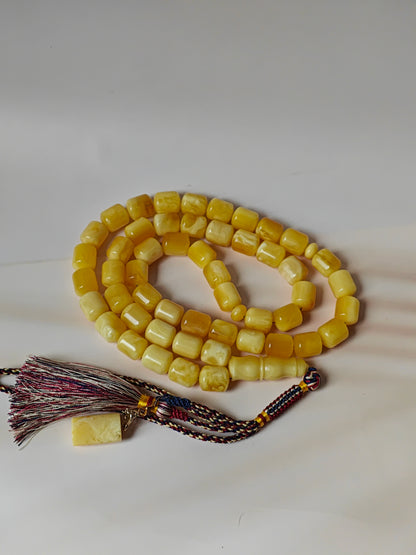 Unique Huge Barrel Shaped Butterscotch Amber Rosary 51 Beads