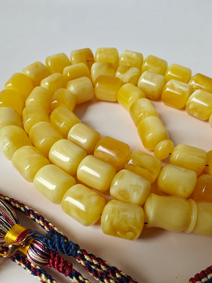 Unique Huge Barrel Shaped Butterscotch Amber Rosary 51 Beads