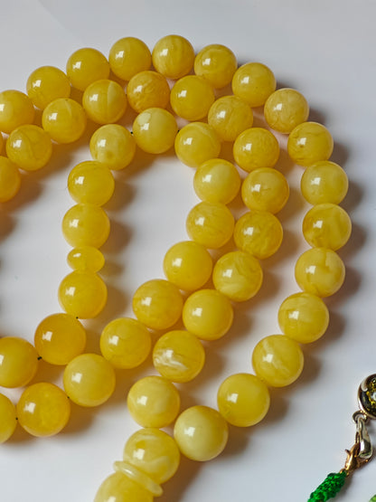 Butterscotch Amber Tasbih with Certificate 57 Beads 12.5 mm