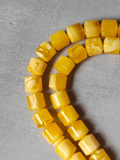 Unique Tiger Barrel Shape Natural Amber Rosary / Tasbih 66 Beads