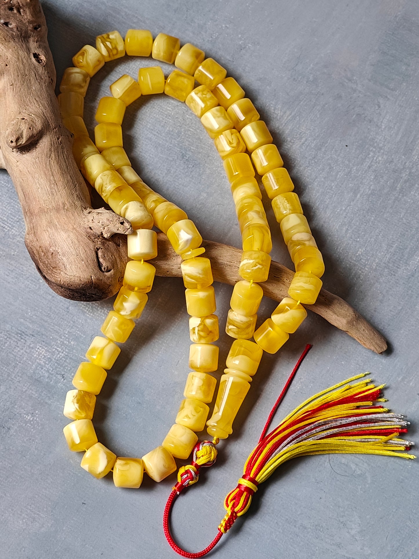 Unique Tiger Barrel Shape Natural Amber Rosary / Tasbih 66 Beads