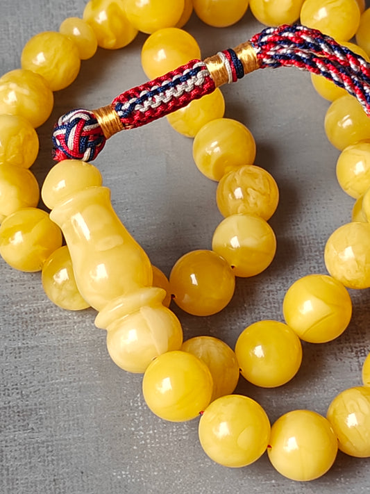 Butterscotch Amber Tasbih with Certificate 45 Beads 13mm