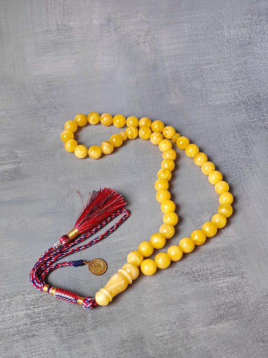 Butterscotch Amber Tasbih with Certificate 45 Beads 13mm