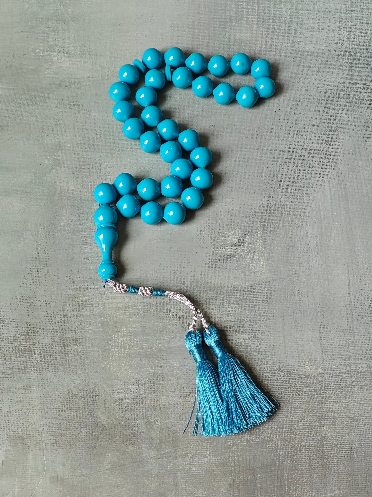 Rare Blue American Antique Bakelite Tasbih 33 Beads