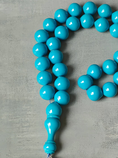 Rare Blue American Antique Bakelite Tasbih 33 Beads