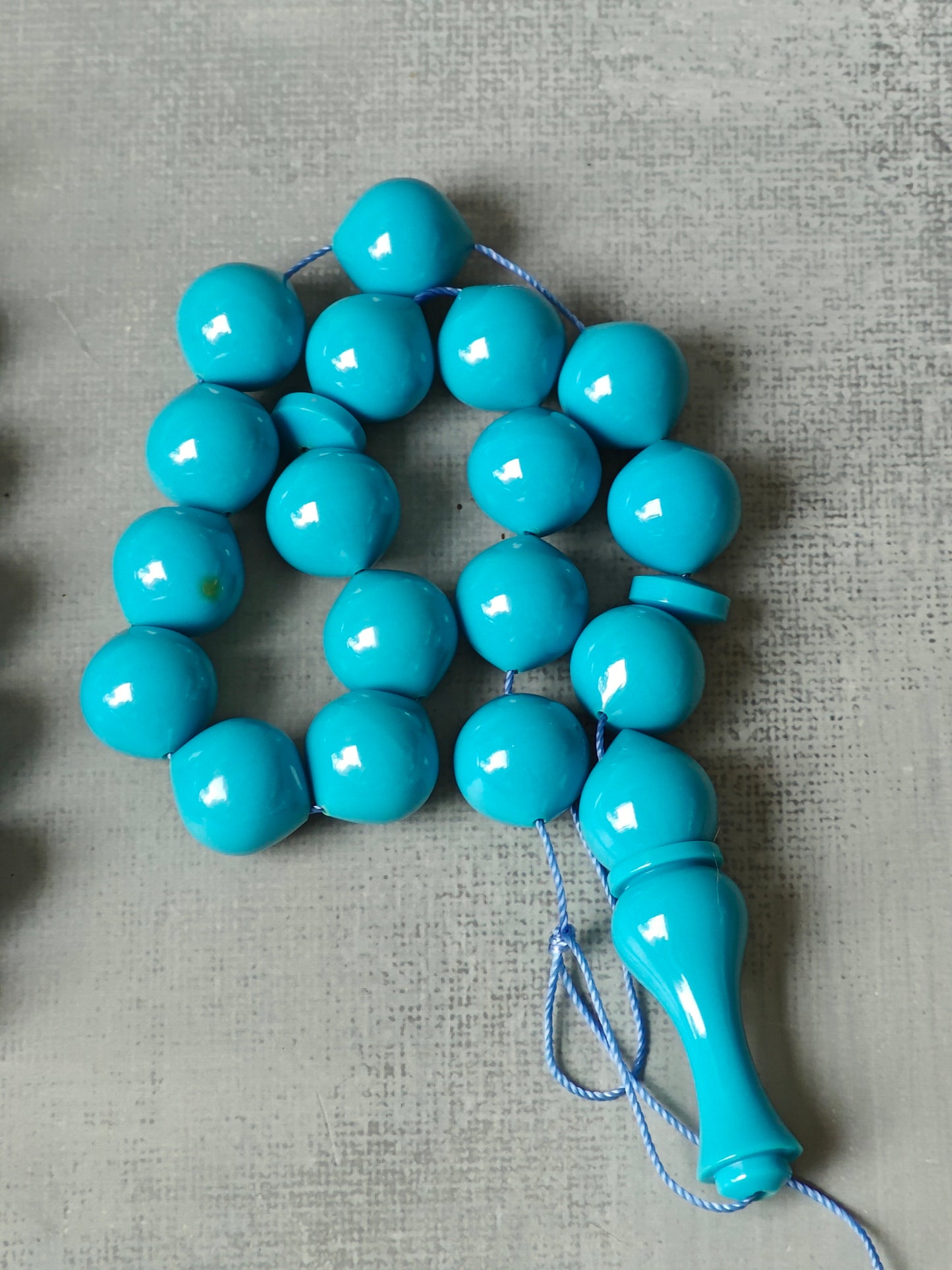 Rare Blue American Antique Bakelite Tasbih 33 Beads