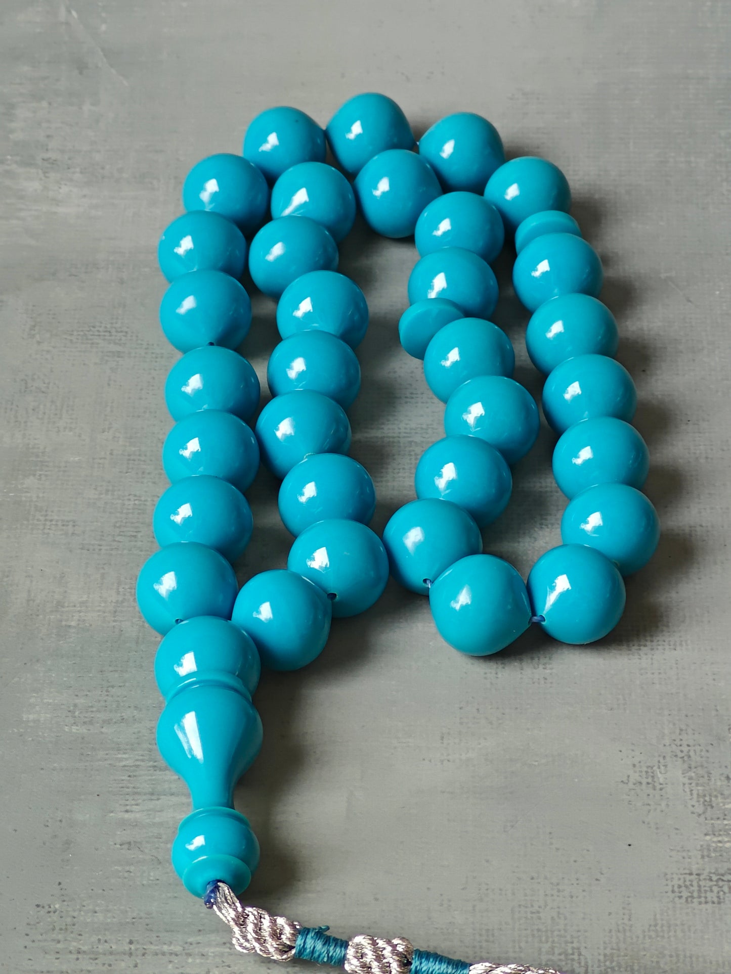 Rare Blue American Antique Bakelite Tasbih 33 Beads