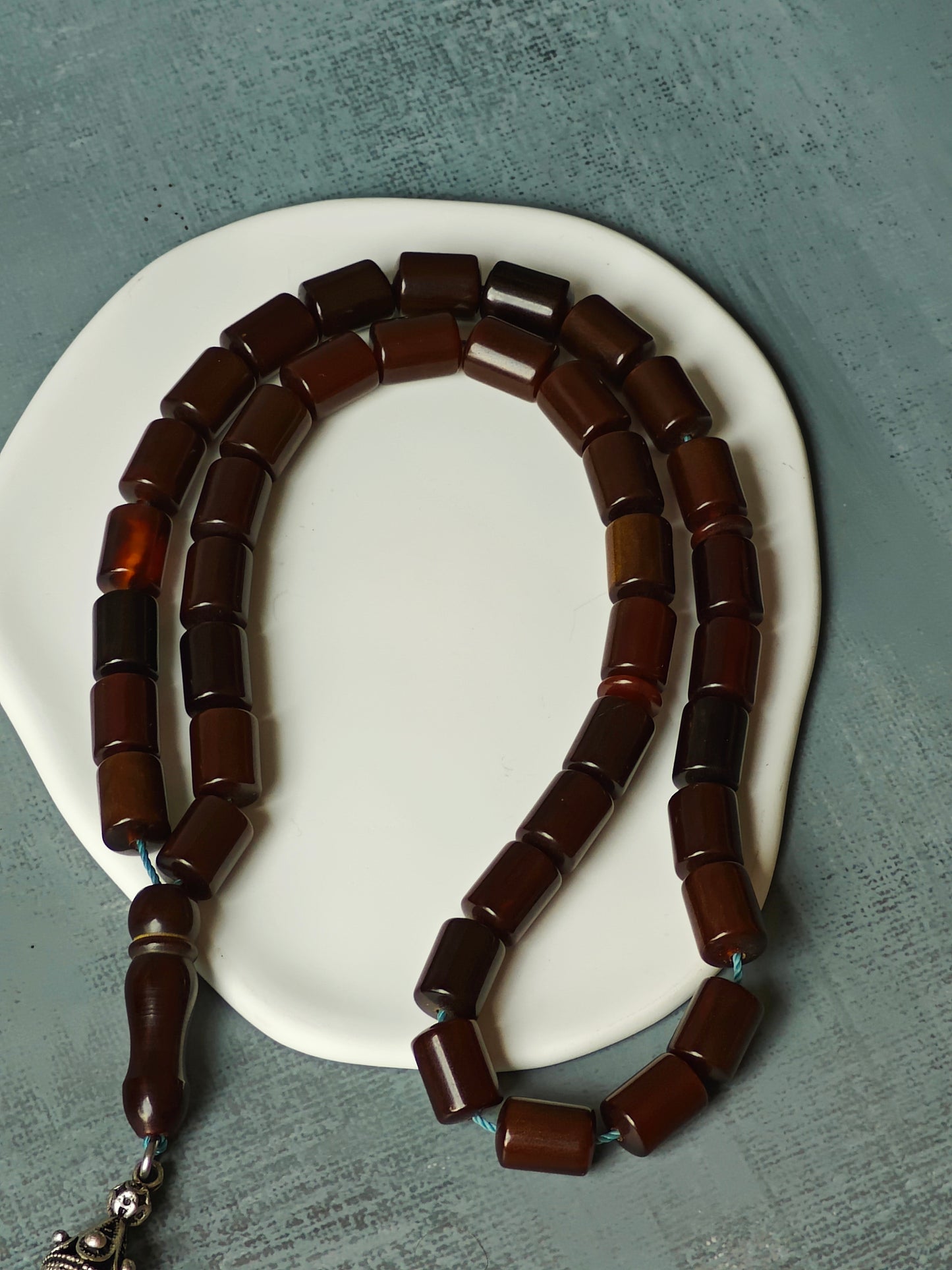 Newly Crafted Dark Brown Barrel Shaped Bakelite Rosary 39 Beads