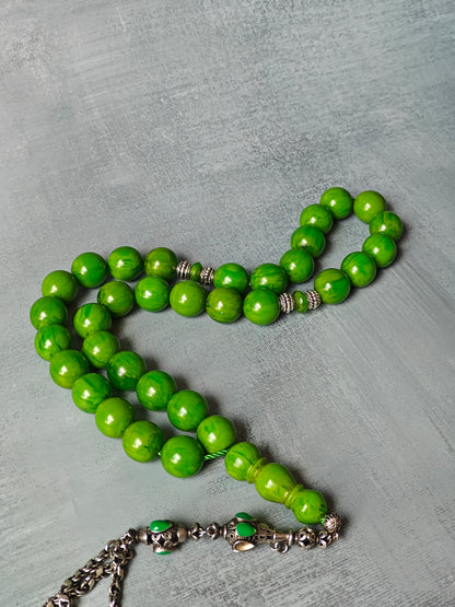 Green American Bakelite Rosary 33 Beads