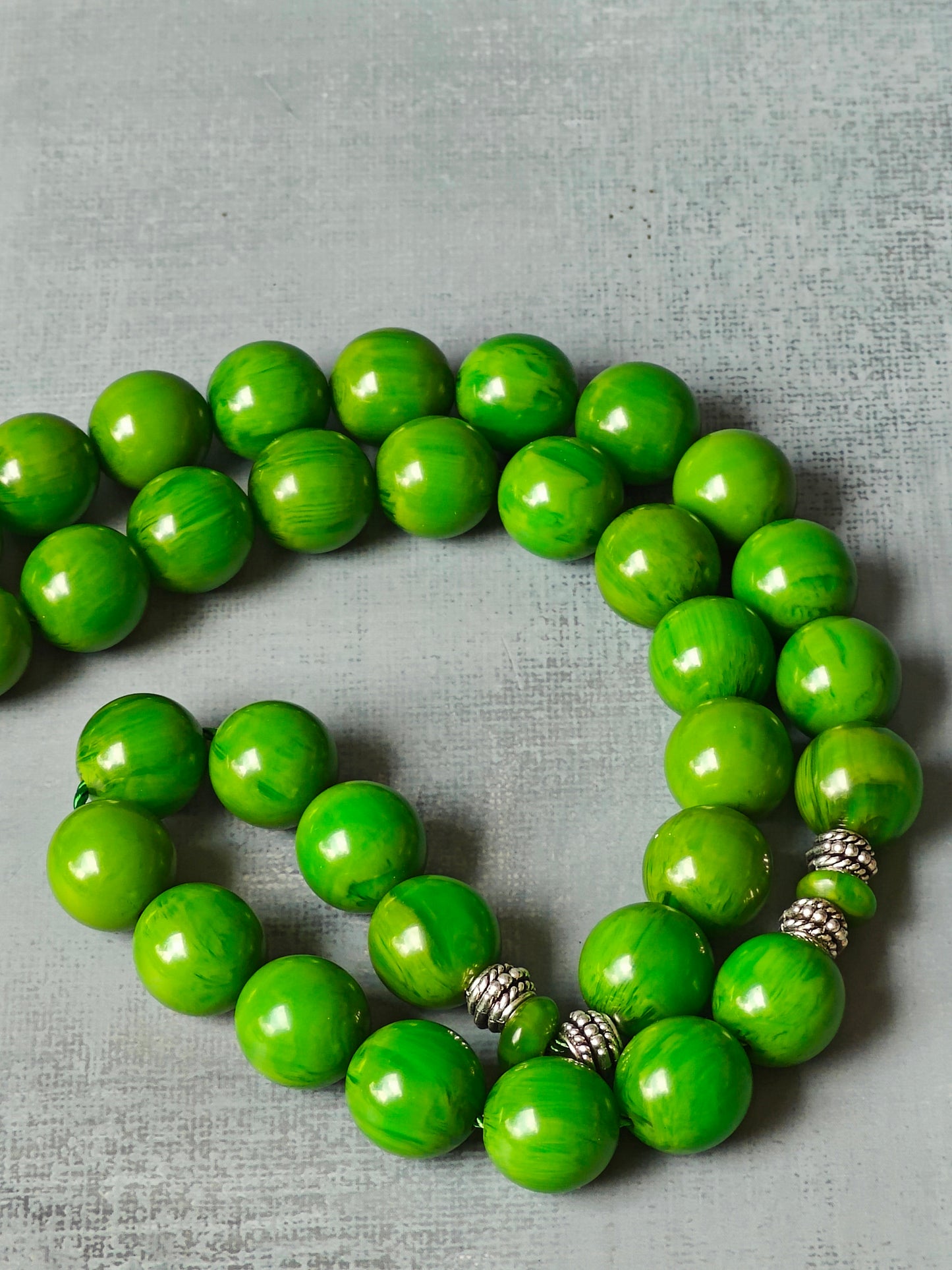 Green American Bakelite Rosary 33 Beads