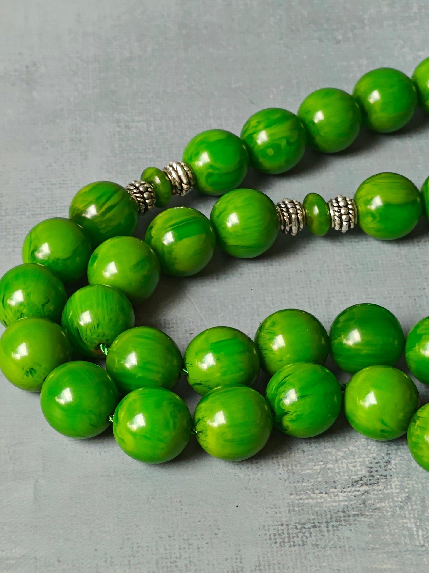 Green American Bakelite Rosary 33 Beads