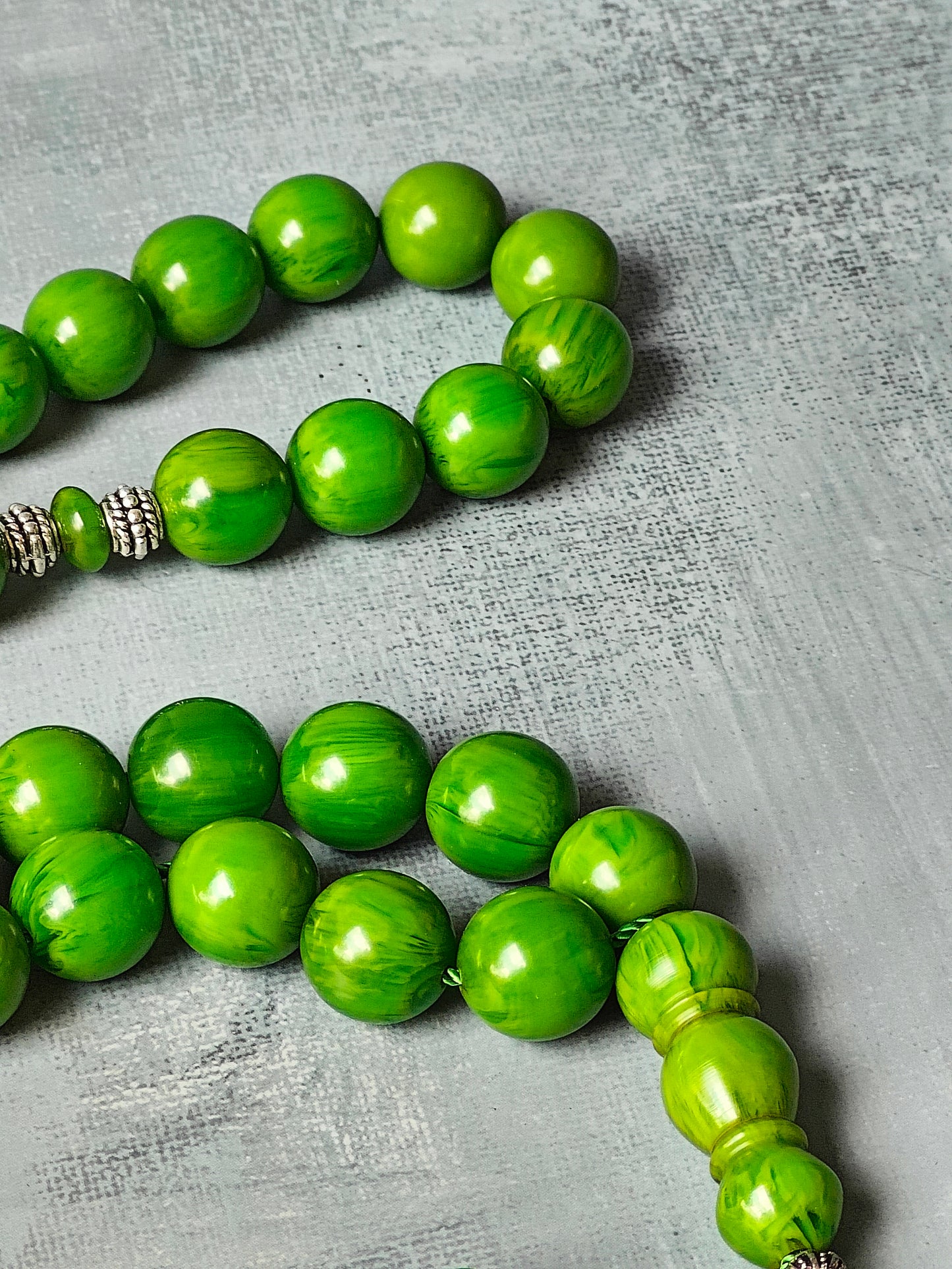 Green American Bakelite Rosary 33 Beads