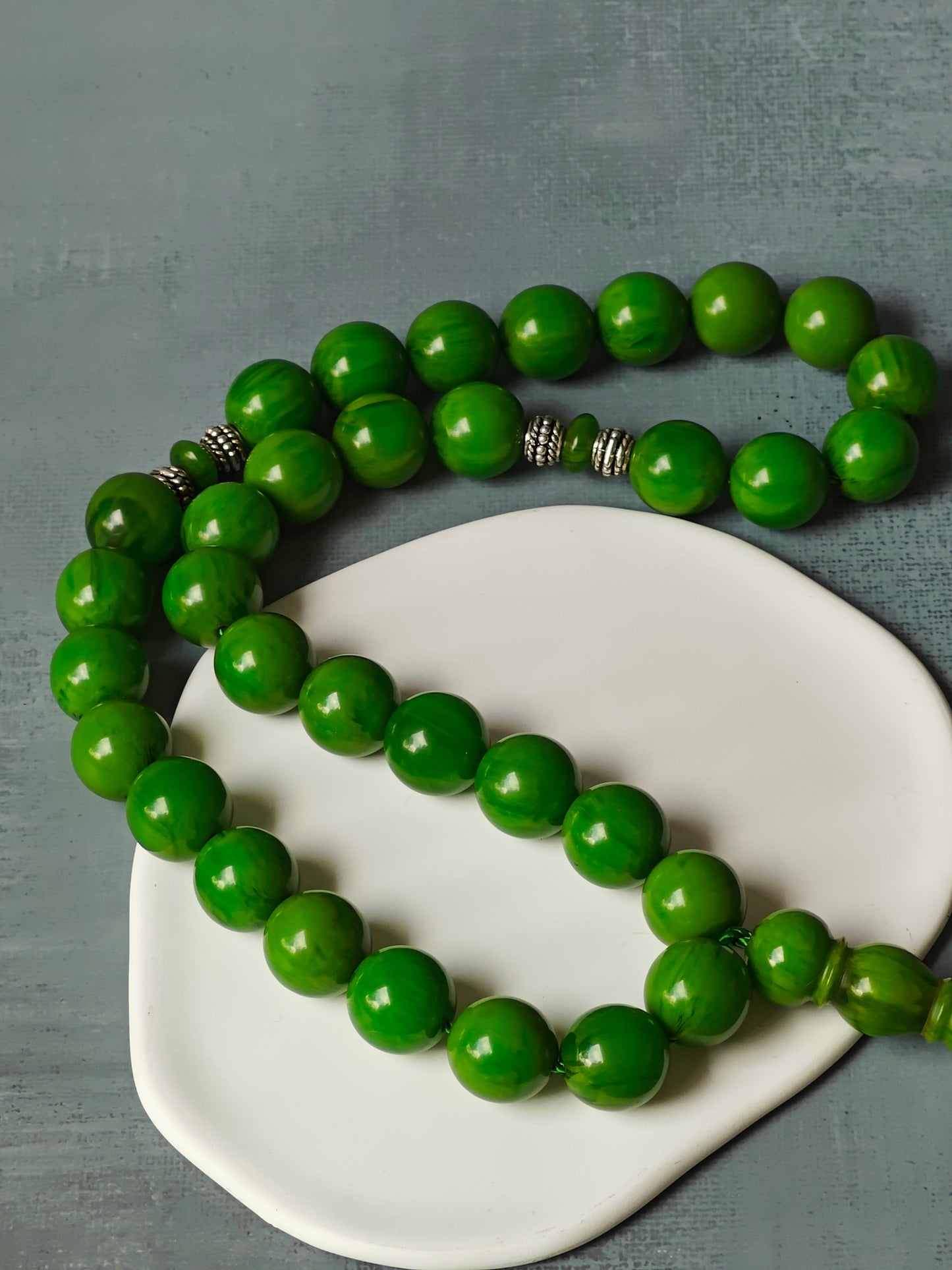 Green American Bakelite Rosary 33 Beads