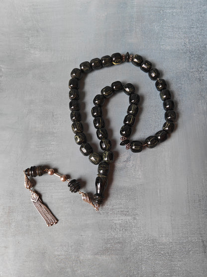 Unique Black American Bakelite Rosary 37 Beads