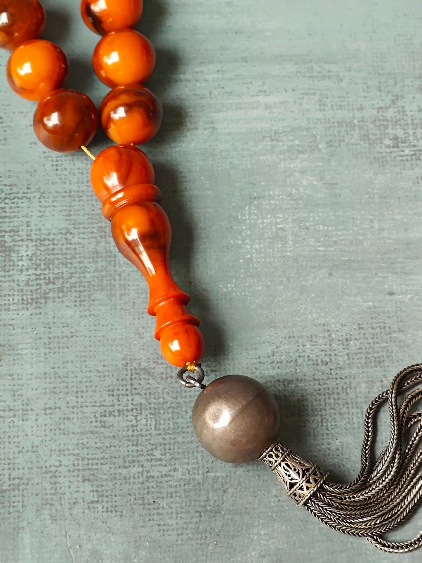 Antique Yellow Bakelite Rosary from Iraq 45 Beads