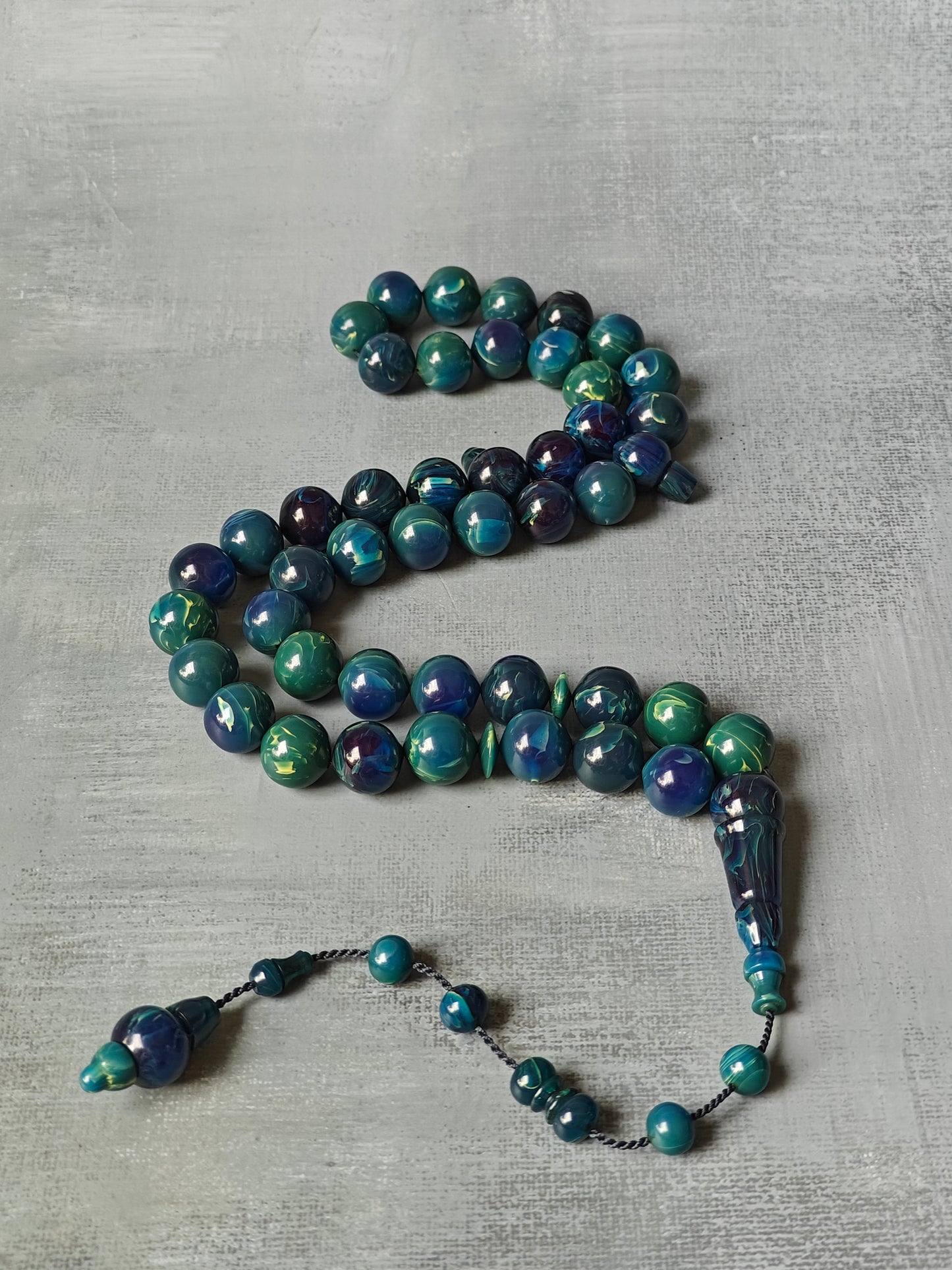 Unique Blue Moon German Bakelite Rosary 45 Beads