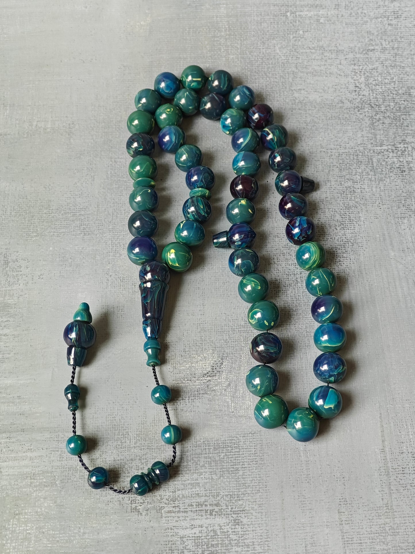 Unique Blue Moon German Bakelite Rosary 45 Beads