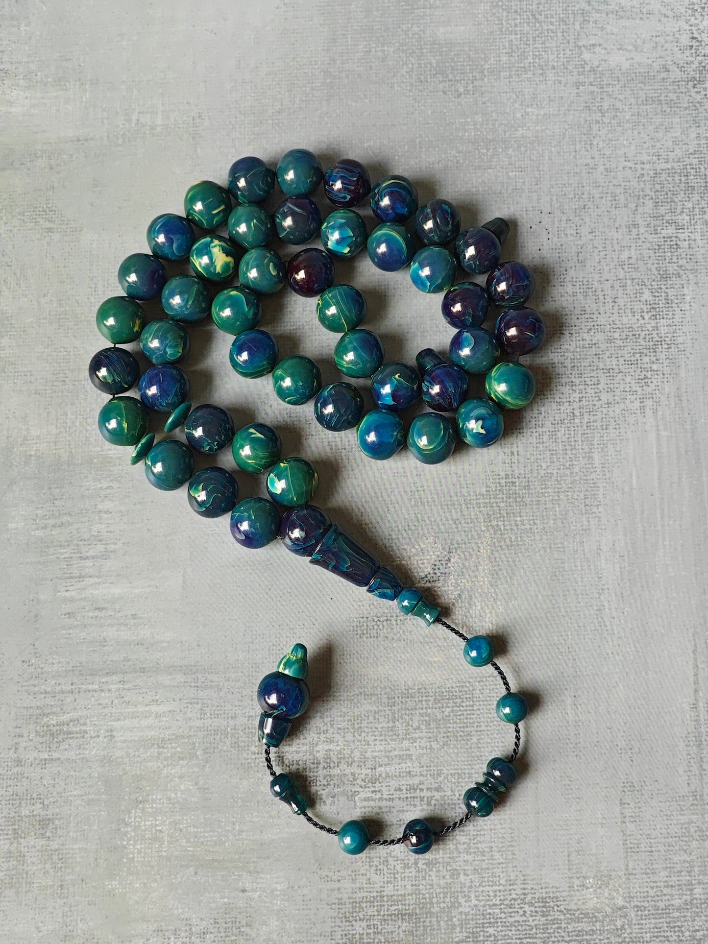 Unique Blue Moon German Bakelite Rosary 45 Beads