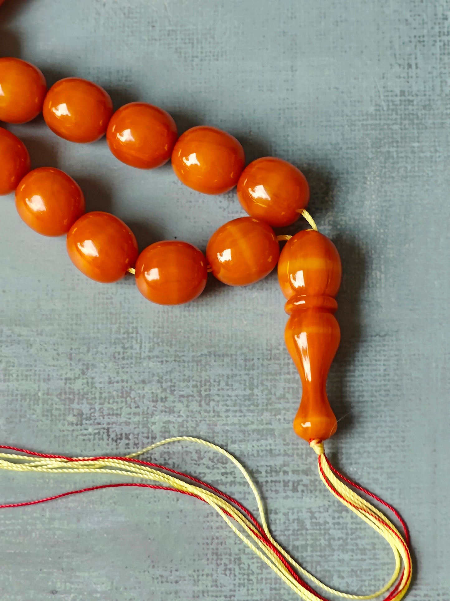 Newly Crafted Antique Yellow Olive Shaped Bakelite Rosary 35 Beads