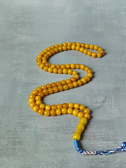 Antique Afghani Bakelite Butterscotch Rosary 99 Beads