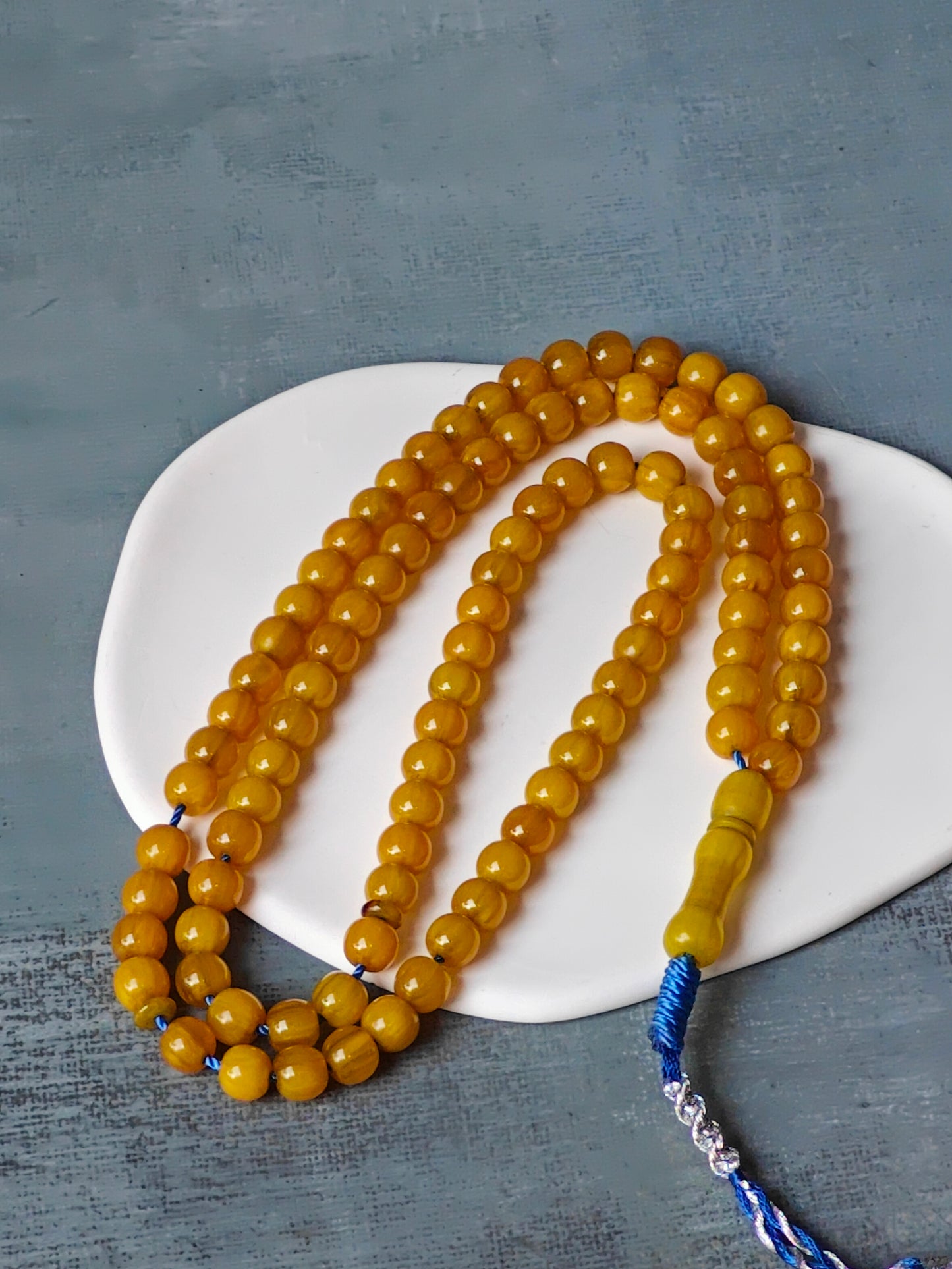 Antique Afghani Bakelite Butterscotch Rosary 99 Beads