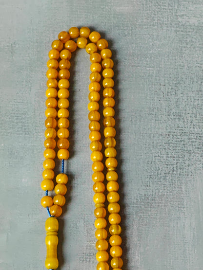 Antique Afghani Bakelite Butterscotch Rosary 99 Beads