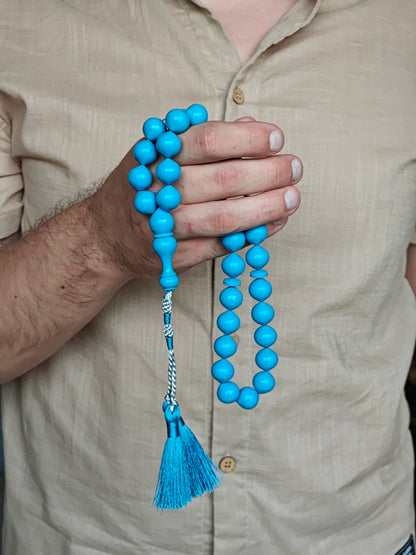 Rare Blue American Antique Bakelite Tasbih 33 Beads