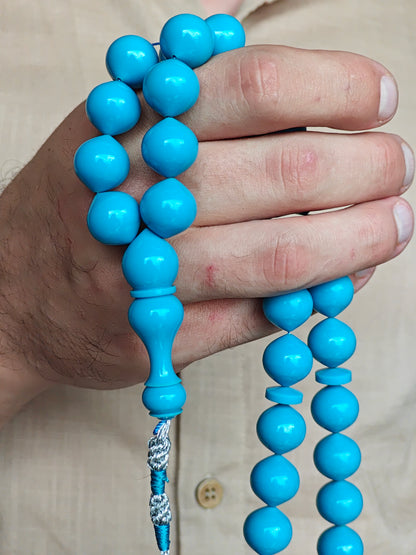 Rare Blue American Antique Bakelite Tasbih 33 Beads