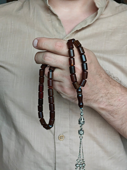 Newly Crafted Dark Brown Barrel Shaped Bakelite Rosary 39 Beads