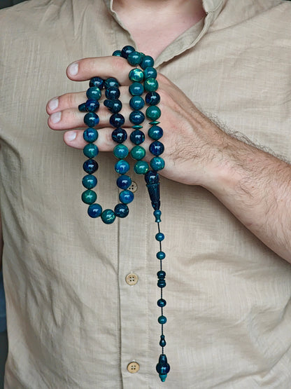 Unique Blue Moon German Bakelite Rosary 45 Beads